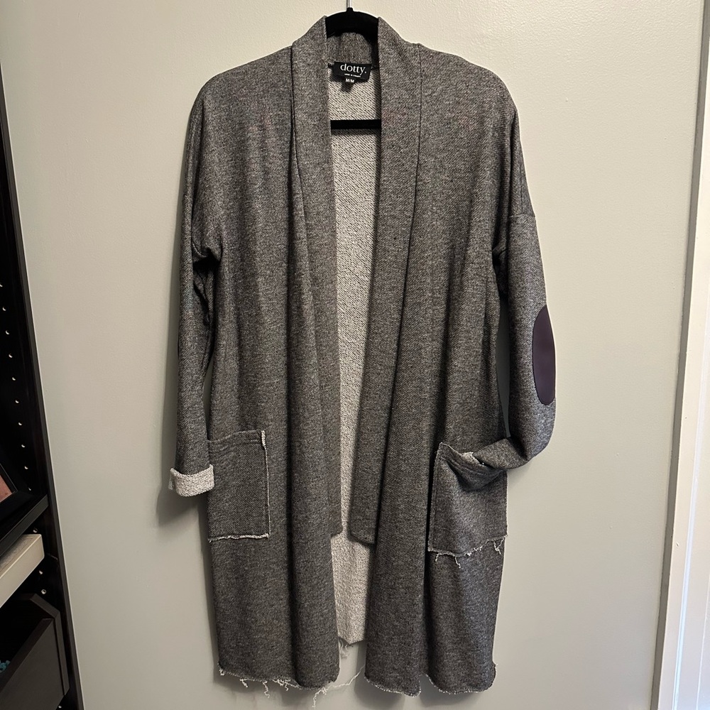 Fun Dotty rough edge sweater with arm patches! Medium